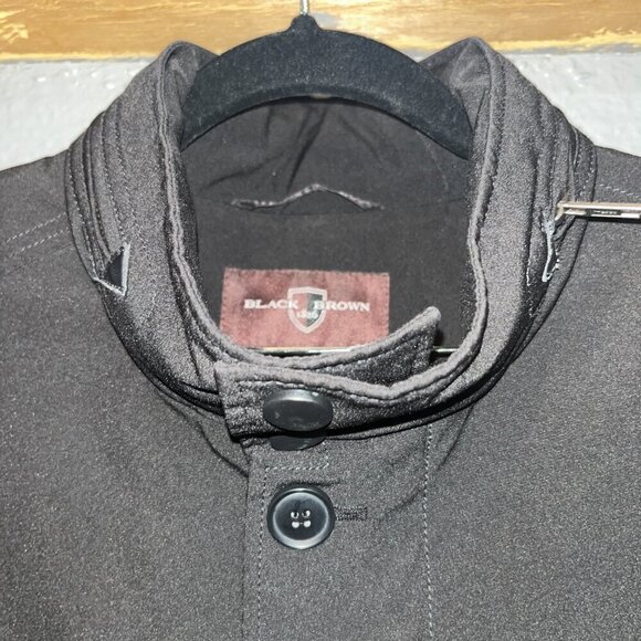 BLACK BROWN 1826 Hooded Jacket - Full Zip Dress Raincoat Overcoat - EUC -40R - Picture 4 of 16